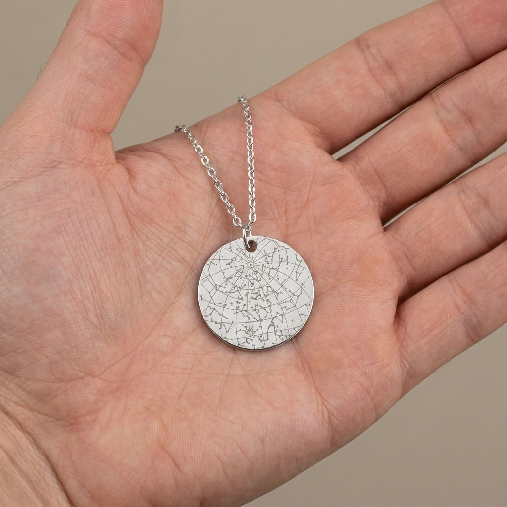 Star Map Necklace — Round, Steel