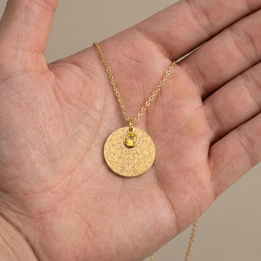 Star Map Necklace — Birthstone