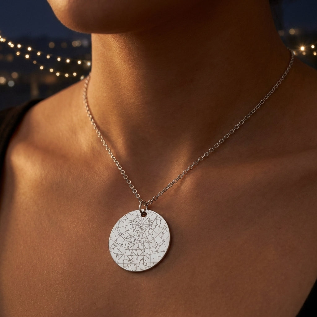 Star Map Necklace — Round, Steel