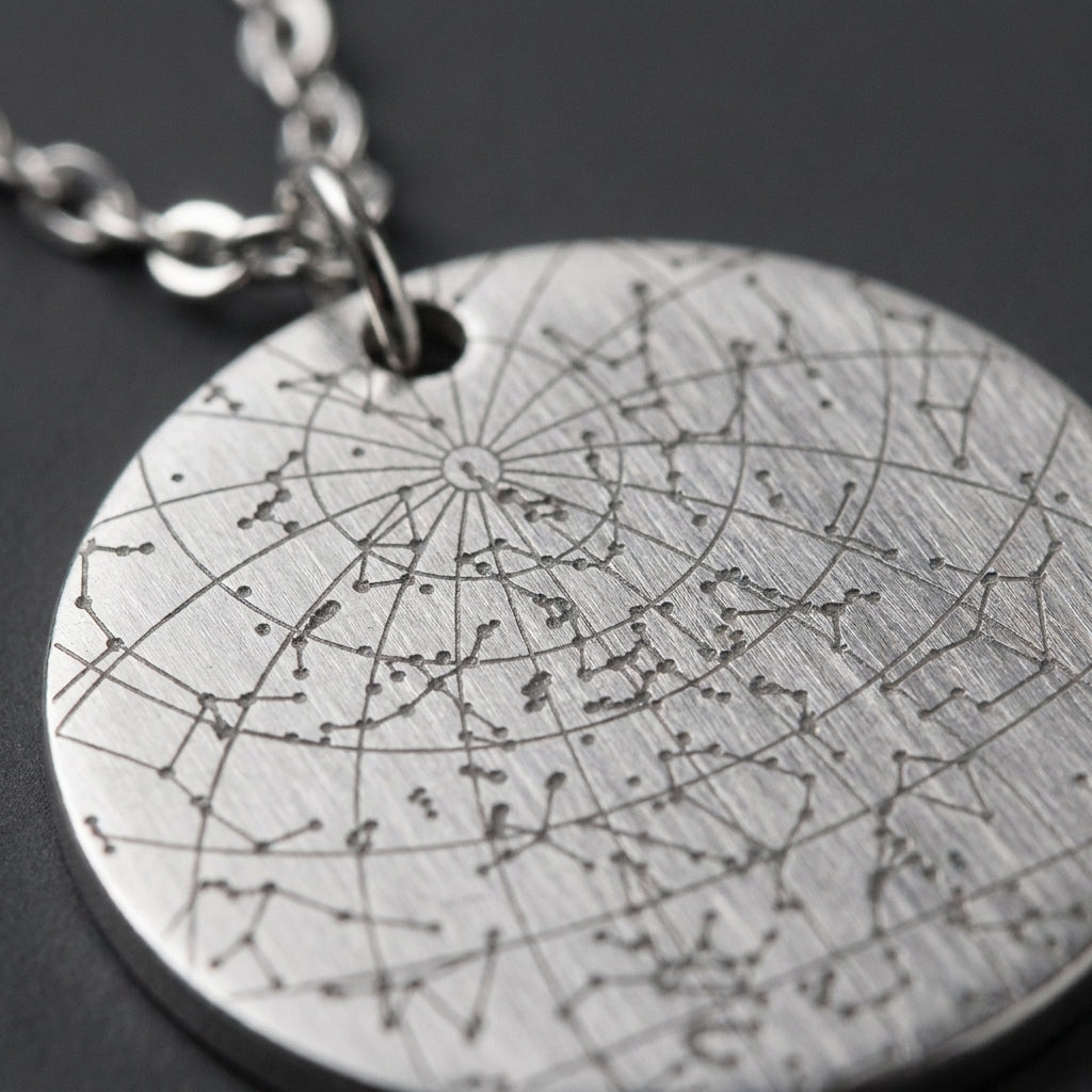 Star Map Necklace — Round, Steel