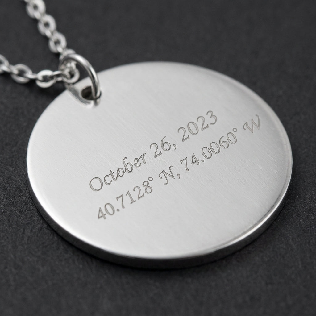 Star Map Necklace — Round, Steel