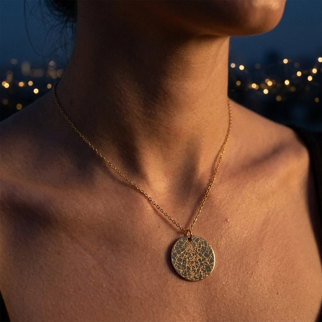 Star Map Necklace — Round, Gold