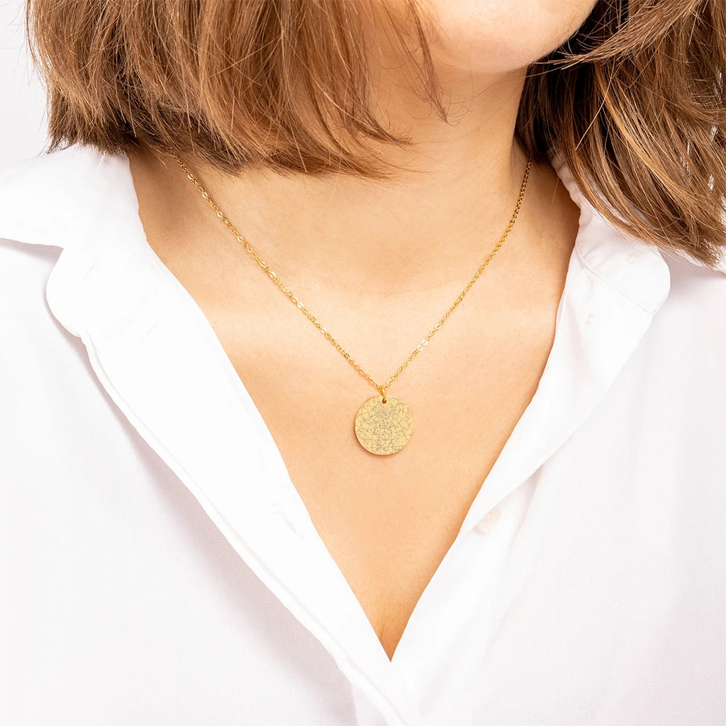 Star Map Necklace — Round, Gold