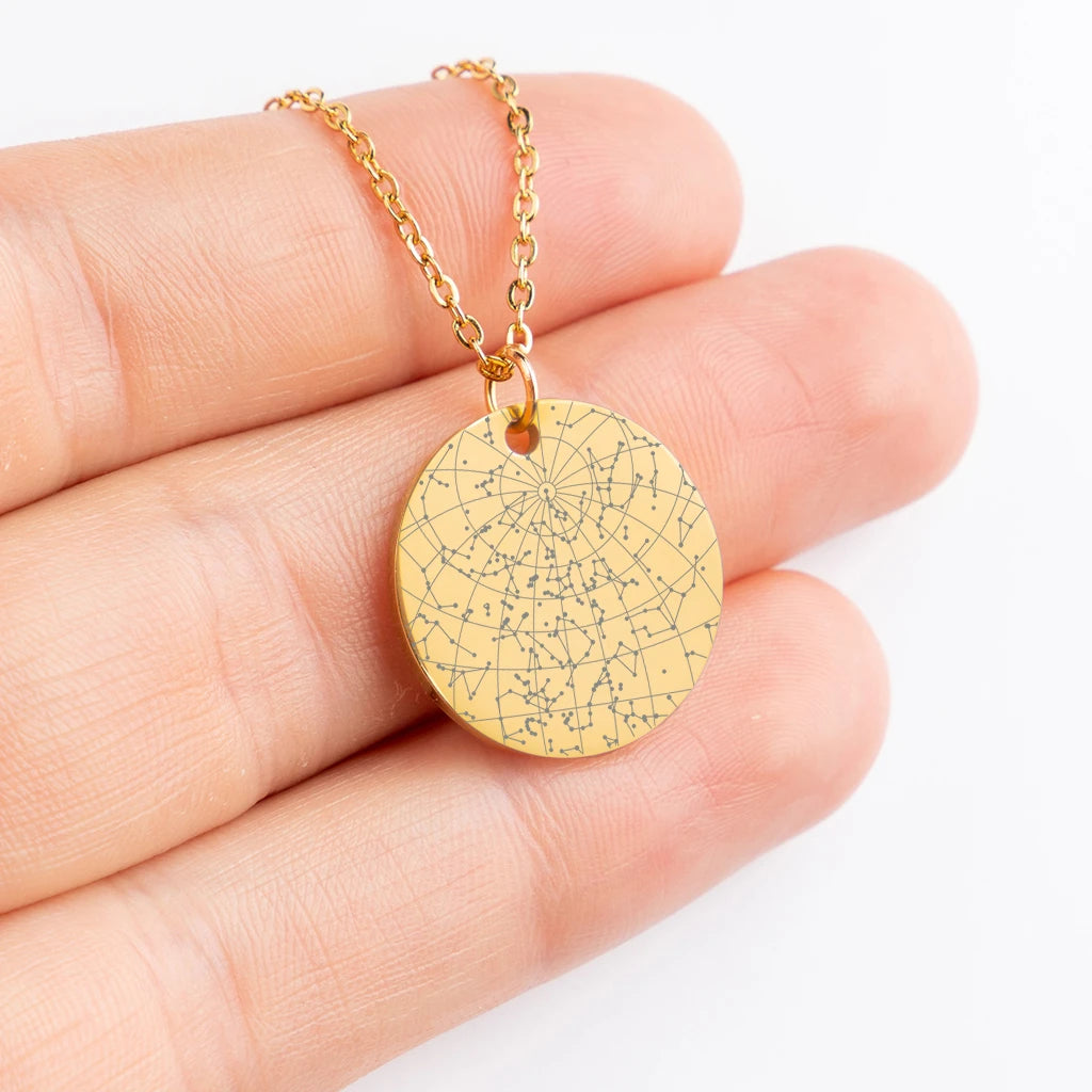 Star Map Necklace — Round, Gold